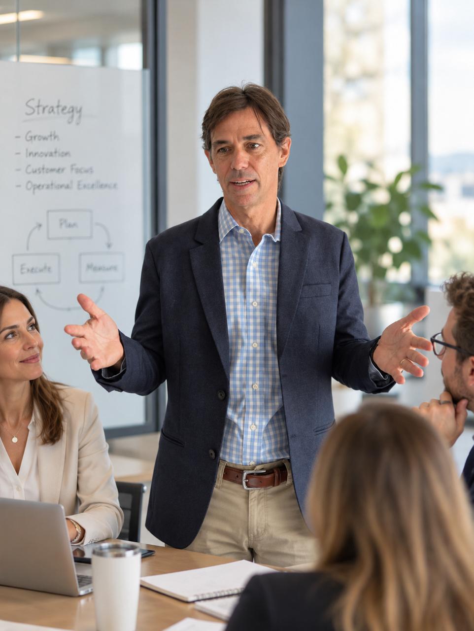 Sesión de estrategia comercial con un equipo de Power Inside Out